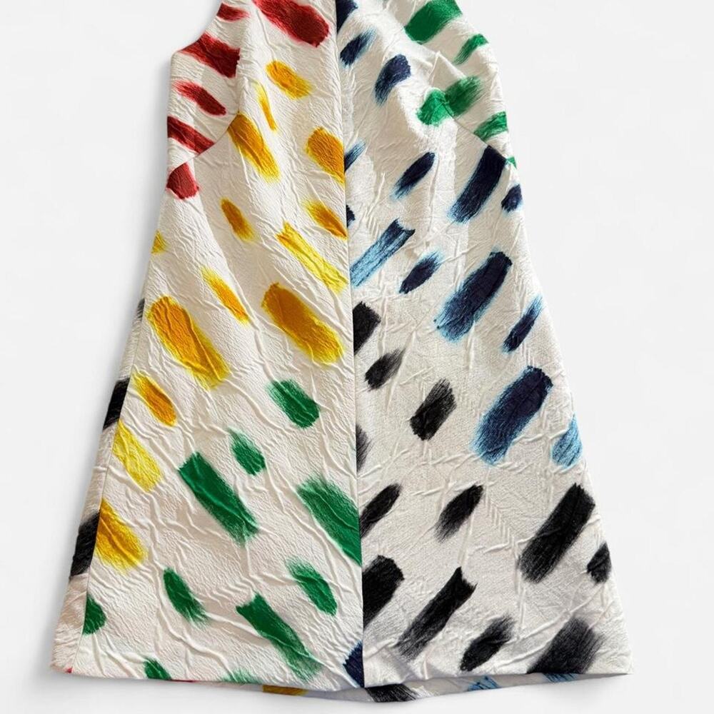 MILLY Dress Women’s 6 Multicolor Abstract Brushstroke A-Line Sleeveless Made USA